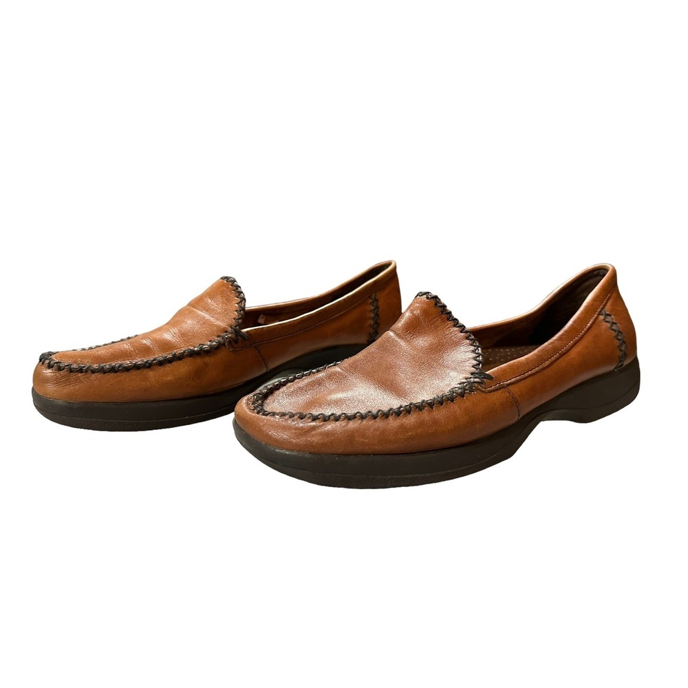 Drexlite Slip On Loafers Men's 9M Shoes Brown Leather Rubber Soles Preppy